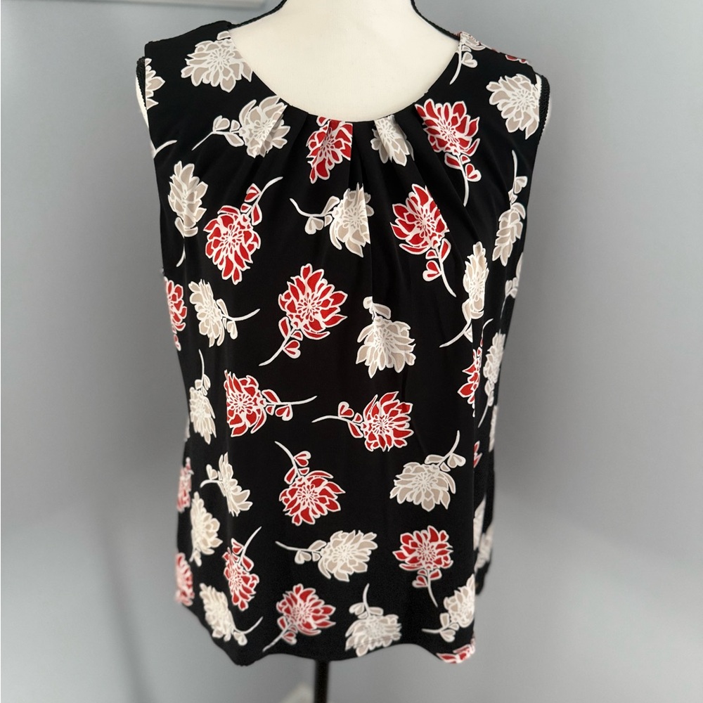 CALVIN KLEIN Women’s XL Floral Black and Red Women's Top